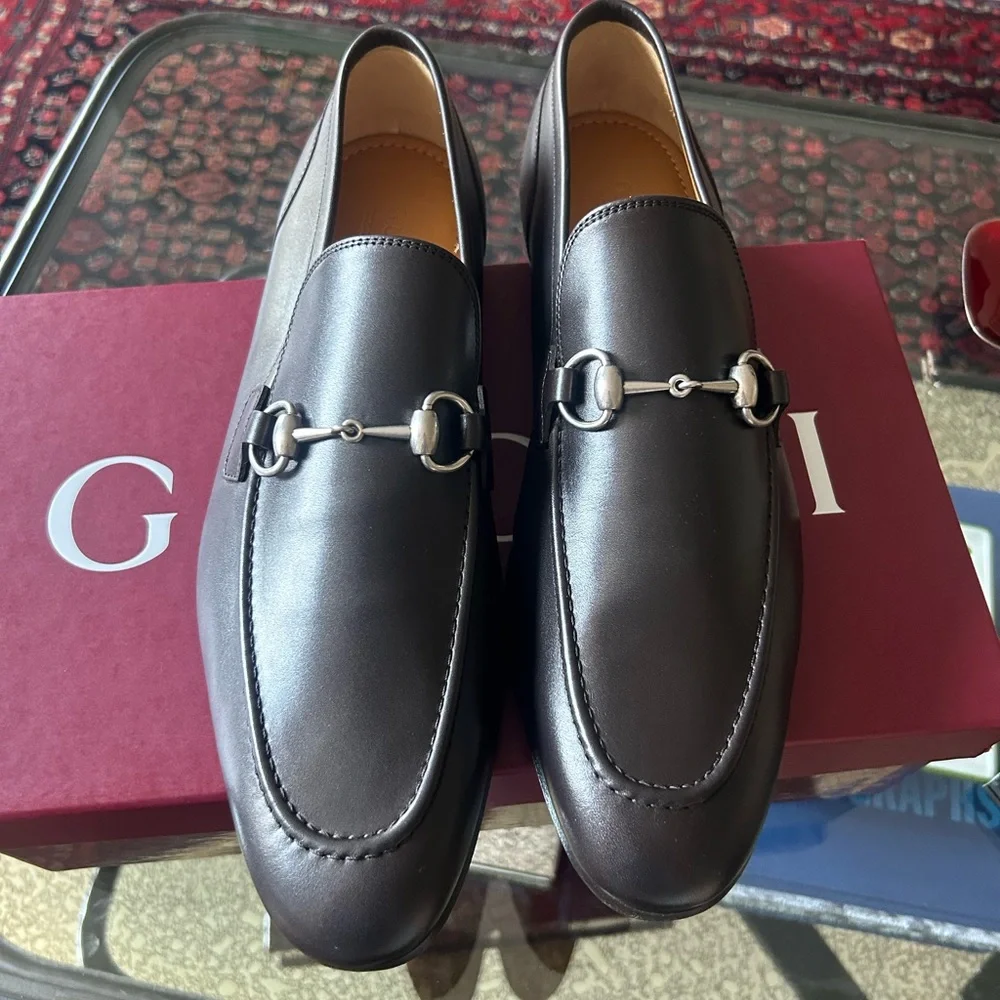 Men's Brown Leather Bit Loafers - Classic Slip-On Dress Shoes